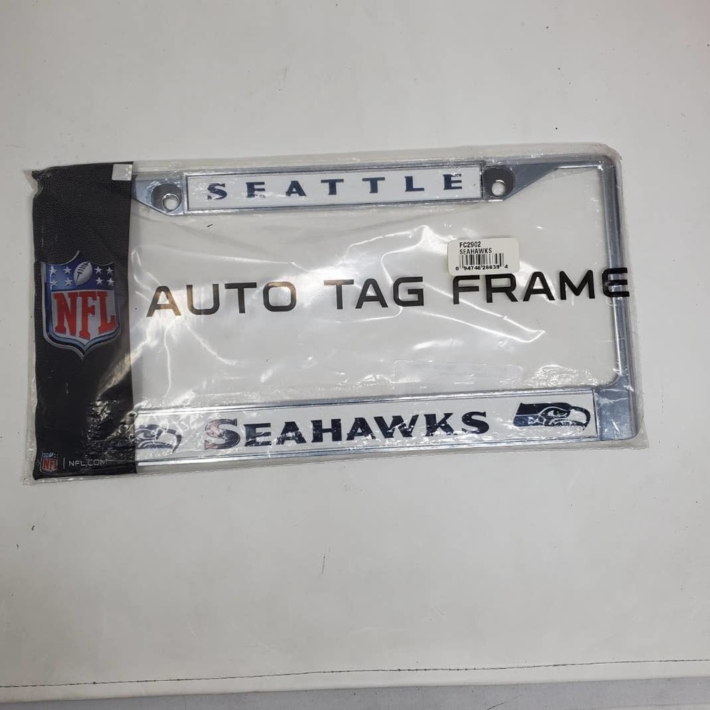 Rico Industries NFL Seattle Seahawks Football Chrome Metal License Plate Frame
